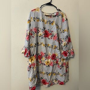 Old navy Floral Gray Dress with Ruffle Sleeves
